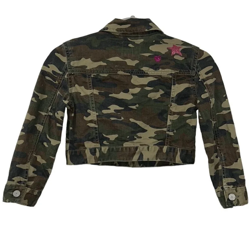 Gap Girls Camo Girls Cropped Jeans Jacket(Size Small)